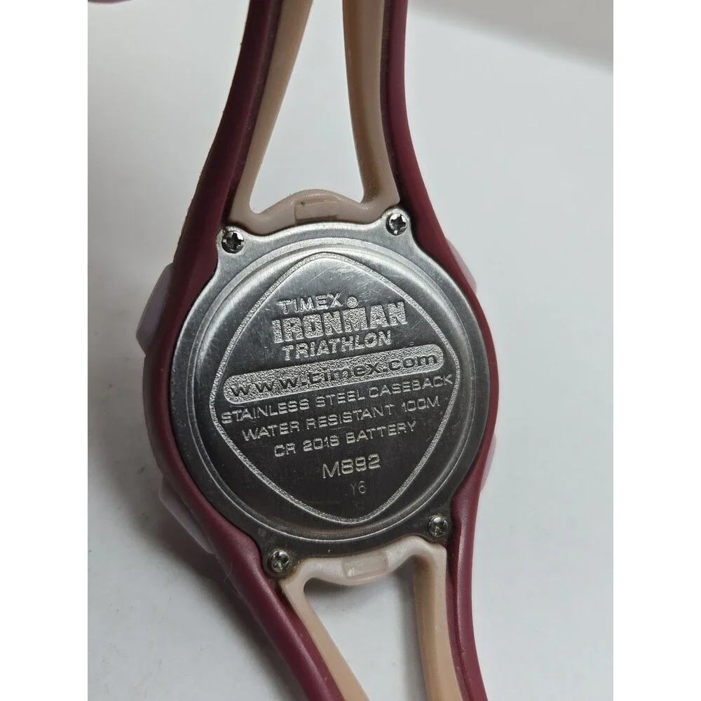 Timex Ironman Triathlon 50Lap Mauve Pink WR100 Digital Watch New Battery - Read